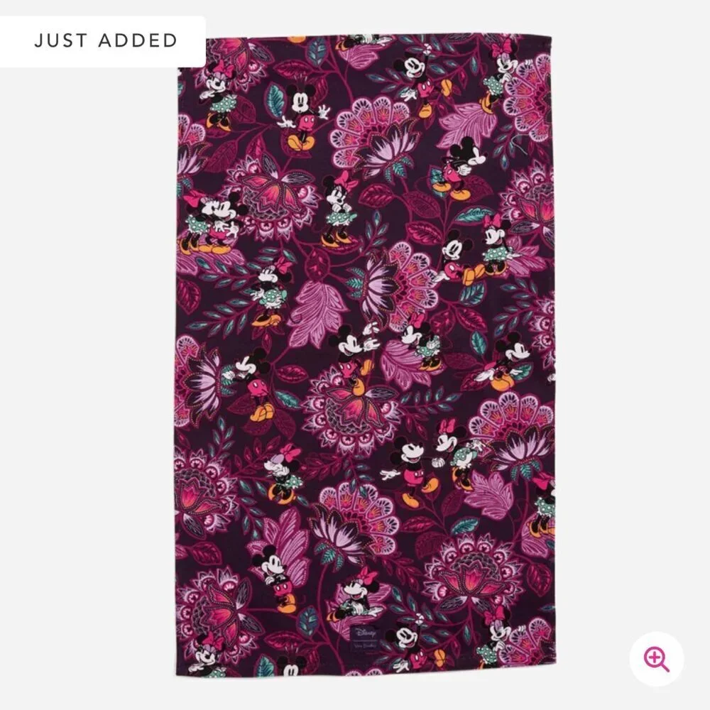 Vera Bradley Disney Dish Towel Mickey & Minnie's Flirty Floral Set of 2 NWT